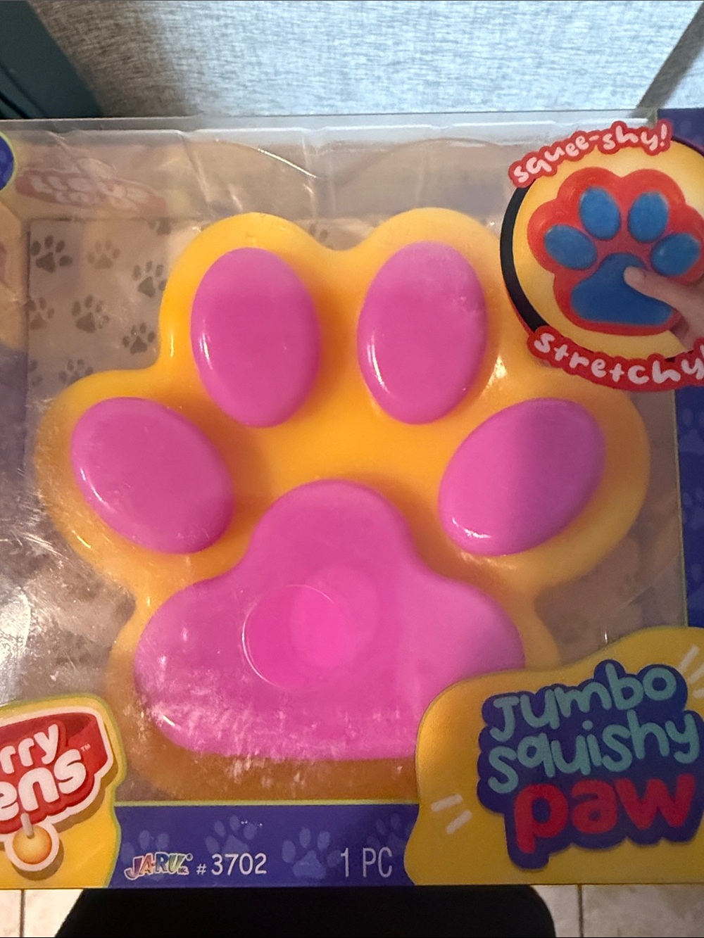 2/$25 Furry frens Jumbo Squishy Paw Stress Toy - Yellow & pink